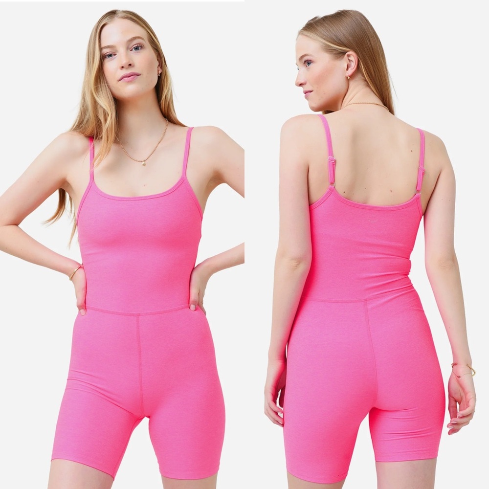 Beyond Yoga Hot Pink Scoop Neck Romper